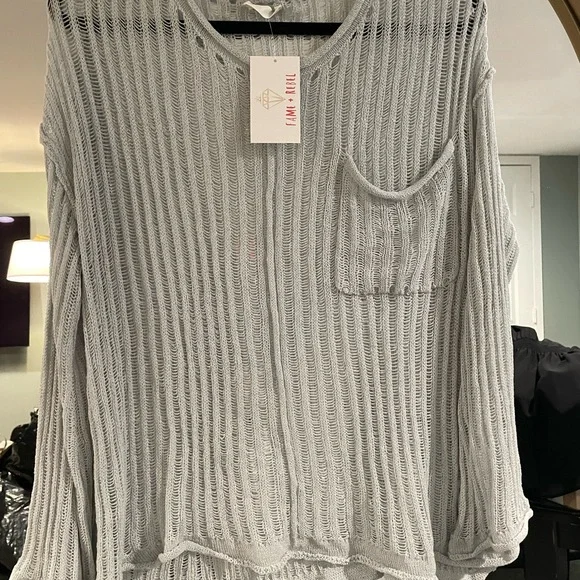 miss love sweater. Knit. Long sleeve. Large. NWT. Dusty blue. - Picture 7 of 7